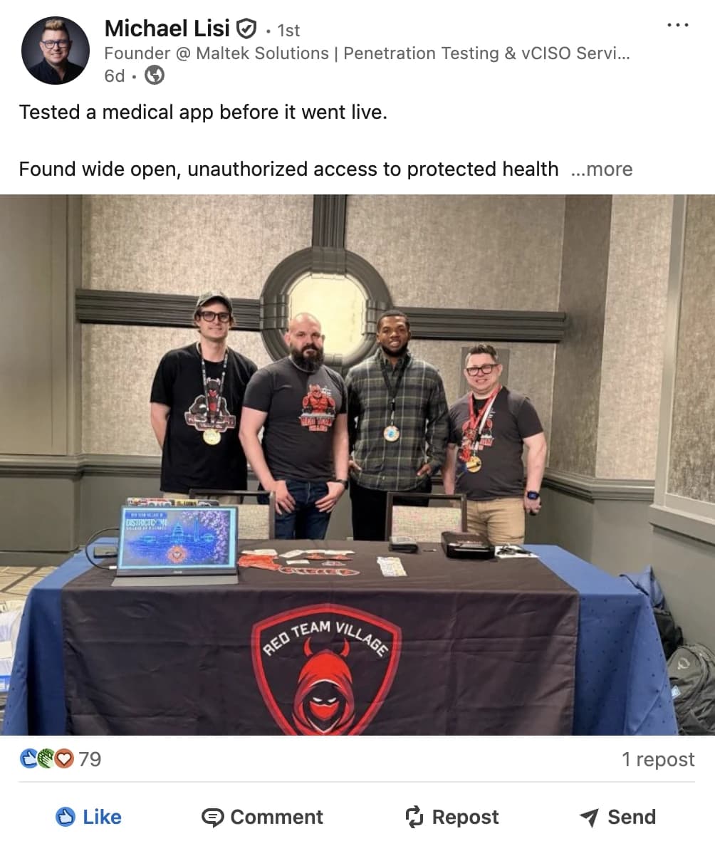 LinkedIn post by Michael Lisi, 79 reactions